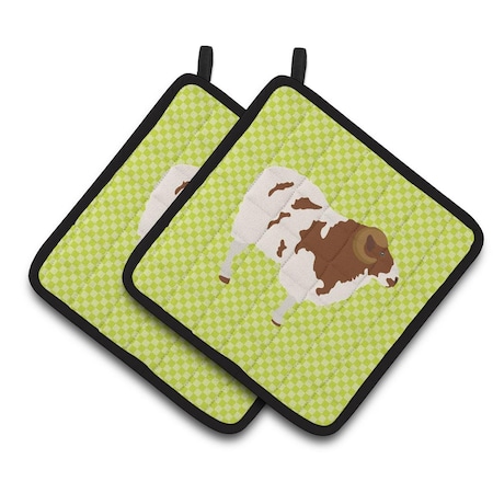 Carolines Treasures Jacob Sheep Green Pair of Pot Holders BB7801PTHD